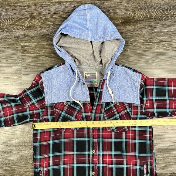 Men’s Shacket Medium Modern Amusement Button Up Flannel Plaid Denim Lumberjack - Picture 7 of 12